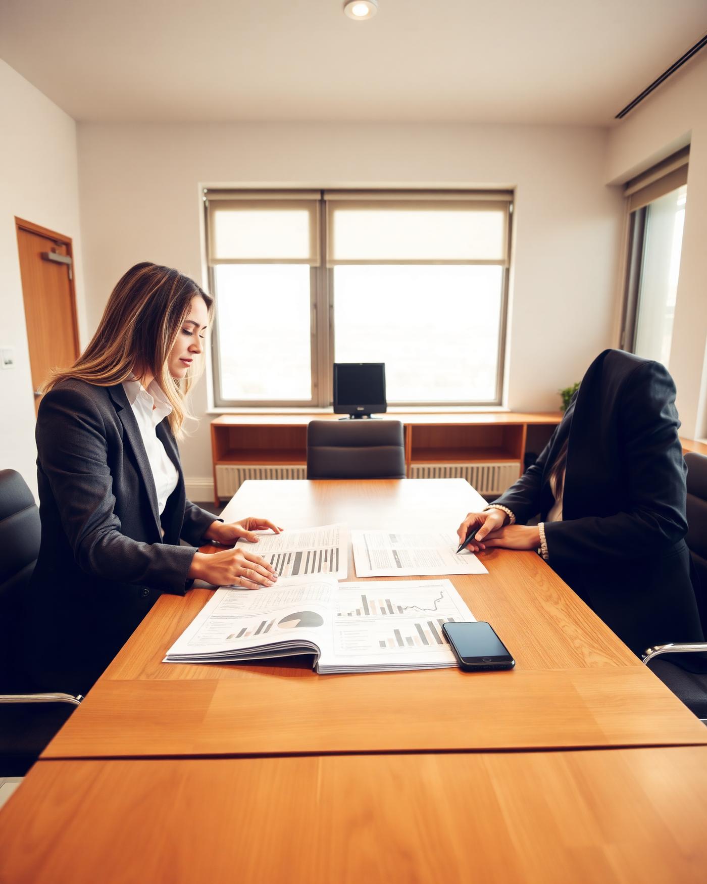 Équipe de consultants analysant des rapports stratégiques